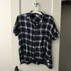 Navy Plaid Button Down